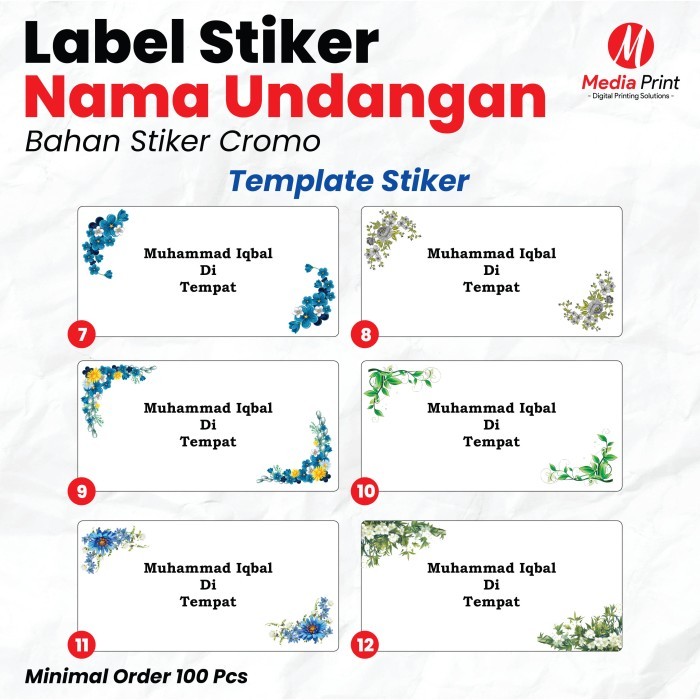 Cetak Stiker Label Nama Undangan Tom & Jerry 103 Karakter Motif Custom
