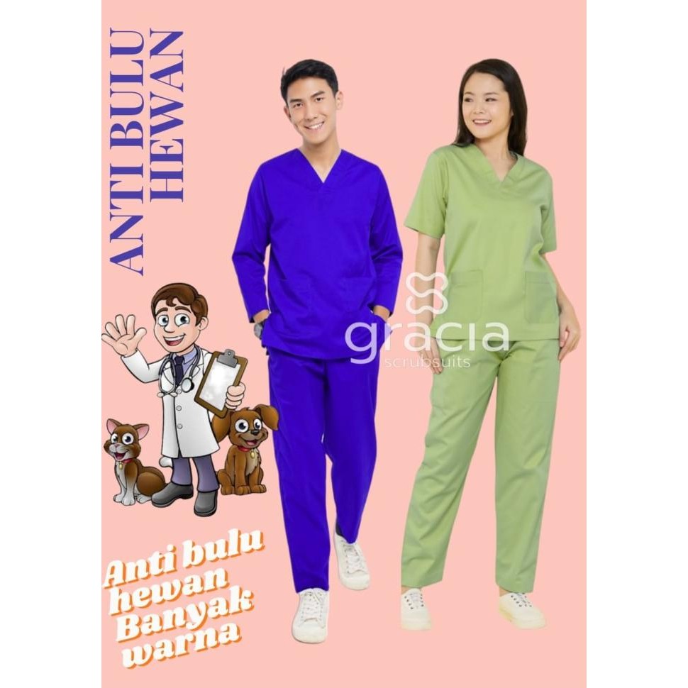 BAJU JAGA / OKA DOKTER ANTI BULU HEWAN atasan sj S/M/L