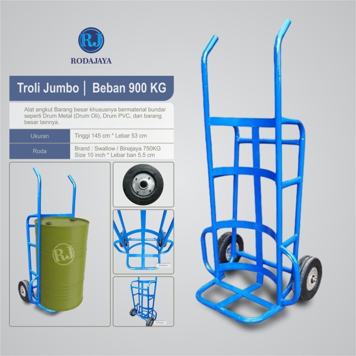 Troli Drum Oli / Trolley Jumbo Serbaguna Kapasitas Beban 750 Kg