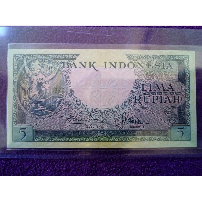 5 Rupiah 1957 Seri Hewan UNC