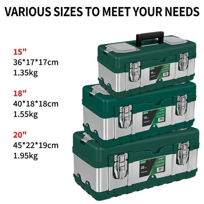 ISKU Tool box Besar 20 Inch Box Tahan lama Toolbox Kotak Peralatan Perkakas/kotak perkakas 17inch/ko