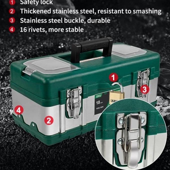 ISKU Tool box Besar 20 Inch Box Tahan lama Toolbox Kotak Peralatan Perkakas/kotak perkakas 17inch/ko