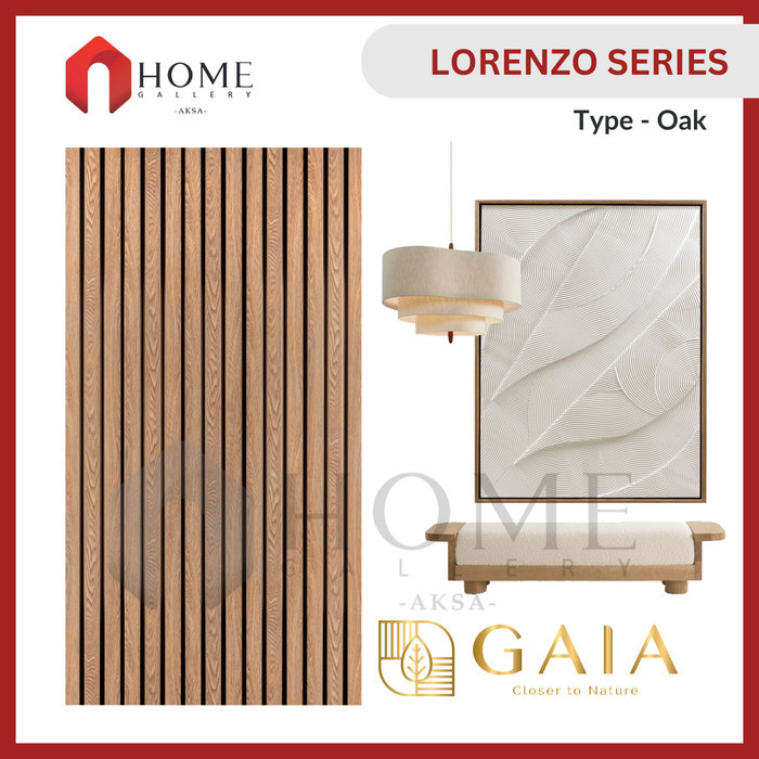 WALLPANEL UPVC KISI KISI DINDING / WOOD PANEL UPVC / DEKORASI DINDING GAIA LORENZO SERIES - OAK