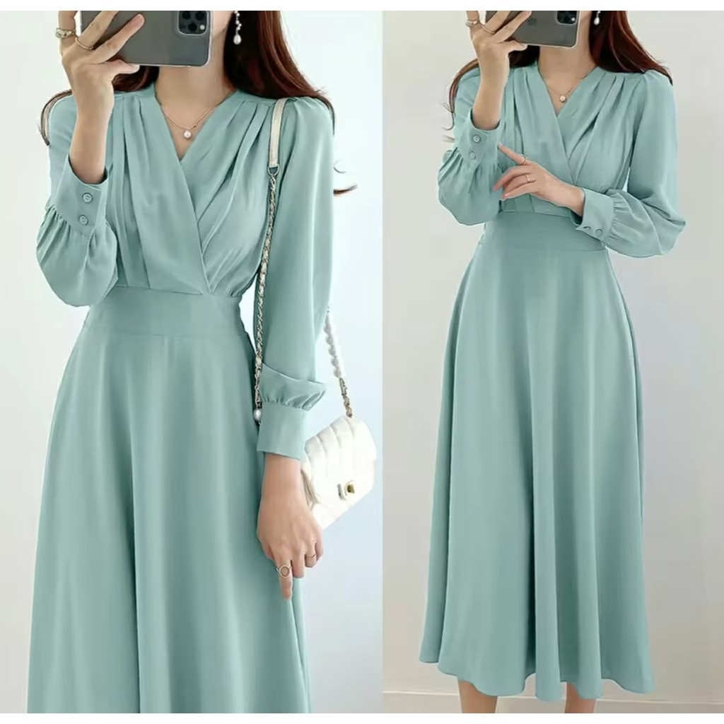 SAQUELLA LONG DRESS KONDANGAN/GAUN PESTA MATERIAL SYAKILA SUPER LEMBUT/DRESS KOREAN STYLE VARIASI