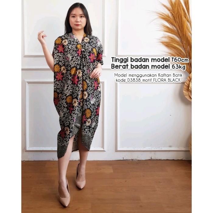 Kaftan Batik Pendek Wanita Dress Pesta Party Kondangan Jumbo Big Size