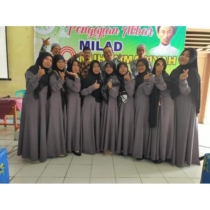 gamis polos syari jumbo abu tua-gamis premium syari abu tua terbaru