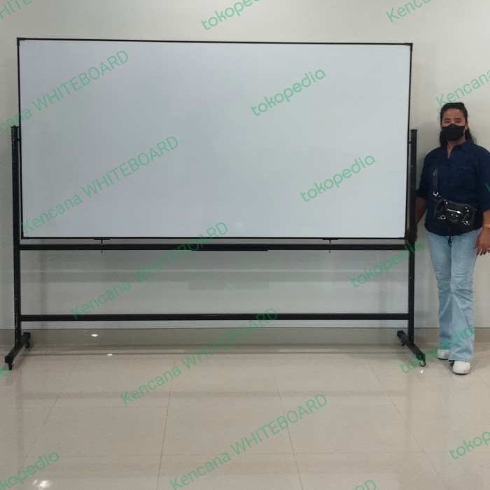 

TERLARIS! Papan Tulis Double Face 120 240 CM Magnetik + Standing Roda