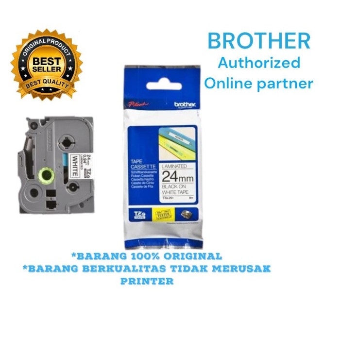 

Brother TZ E251 Cassette Tape 24mm BLACK ON White