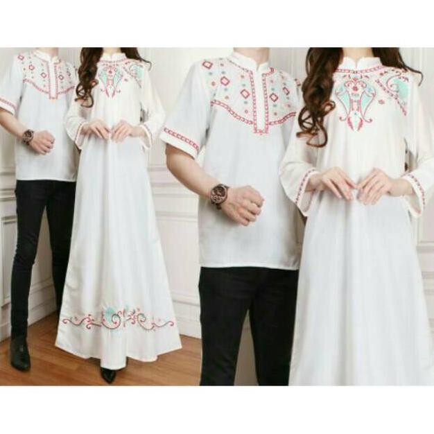 Promo Gamis Couple Elegant Putih