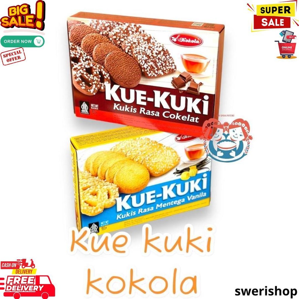 

Kokola Kukis Kue Kuki / Butter Vanila / Chocolate 80Gr / Hampers / Hajatan (1Dus Isi 24Pcs) D Cod