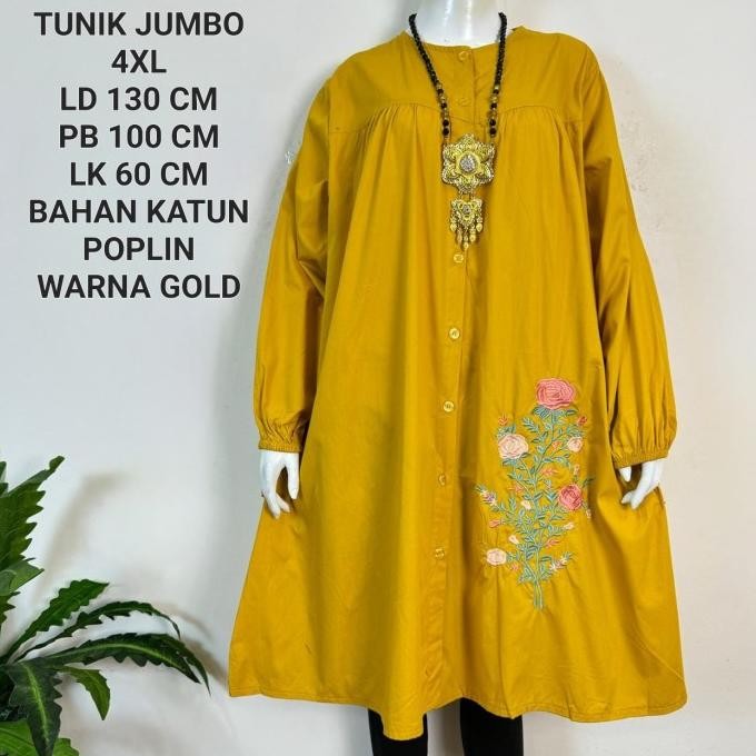 Sale Tunik Jumbo Ld 130 Cm Model Bordir Bunga Kekinian