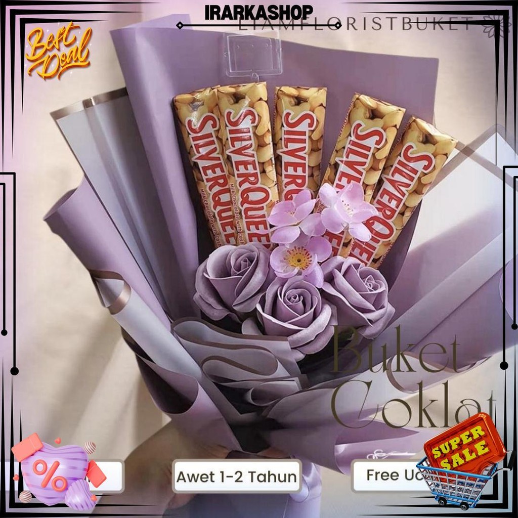 

Buket Coklat Silverqueen Mix Bunga Mawar Artificial/Buket Coklat Snack Jajan/Wisuda Anniversary D Terlaris