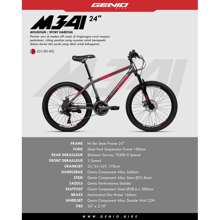 Sepeda Gunung MTB 26 Genio M-3411 with 24 Speed Shimano By United