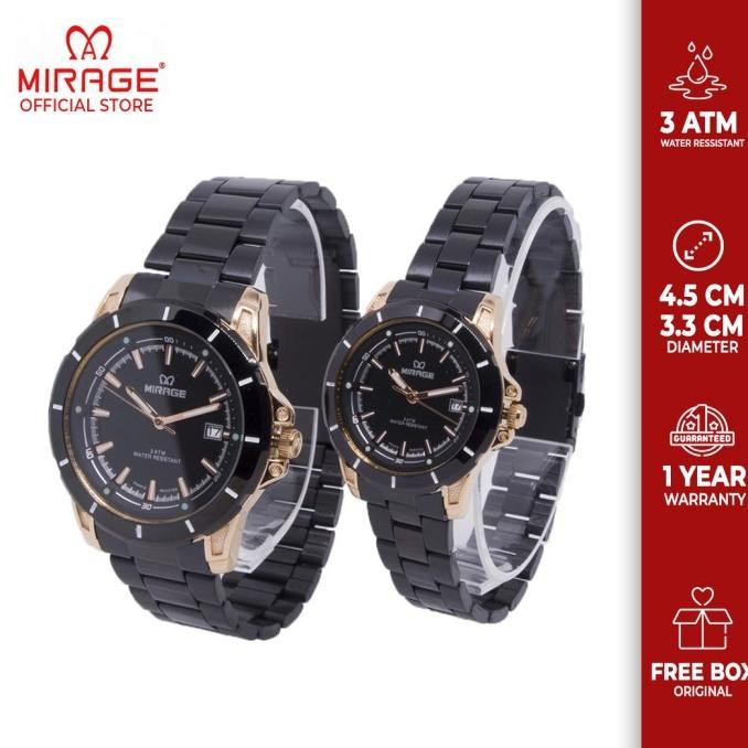 Murah Jam Mirage Couple Pasangan Original Asli 8713 Hitam | Black Rosegold