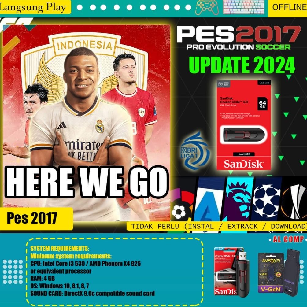 KOE-1116 PES 2017 PATCH 2024 + LIGA BRI - PC LAPTOP GAMES Murah