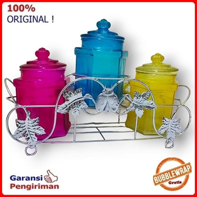 Toples Lebaran Toples Kaca Set 3 Warna Tebal Obral Vicenza CJ 01