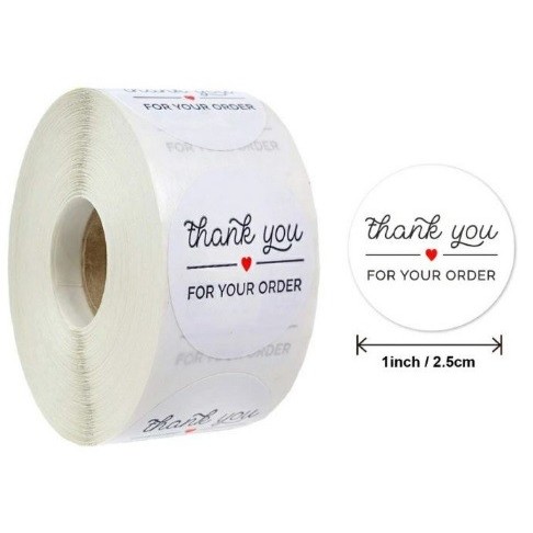 TQ029 Sticker Label Paper Tag Thank You For Your Order Bulat D 2.5 cm