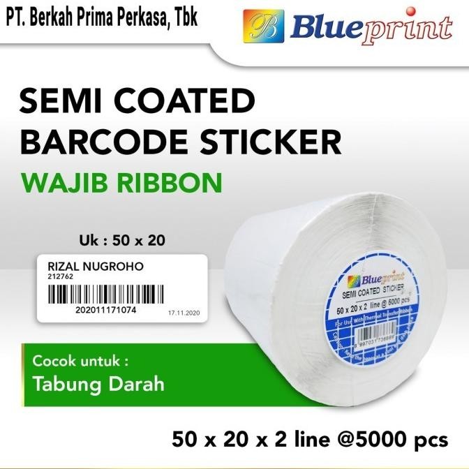 

Sticker Semicoated 50 x 20 , BLUEPRINT Stiker Label 50x20 mm 2 Line
