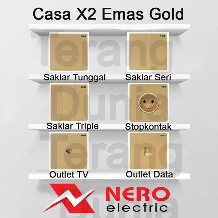 Terlaris Saklar Nero Gold Casa X2 Gold Stopkontak Nero Gold Saklar Nero Emas SALE
