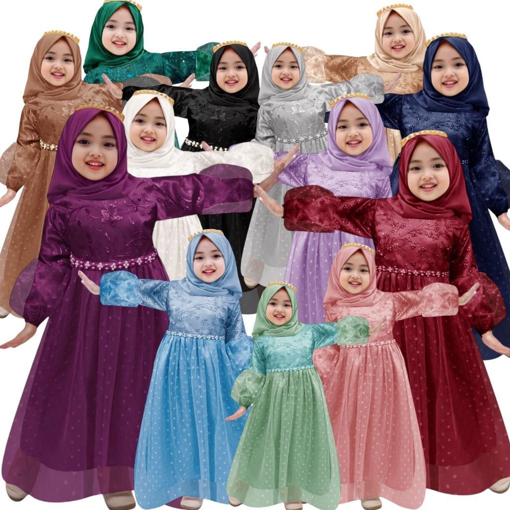 GAMIS ANAK PEREMPUAN - Gamis anak perempuan Meliana 2-11thn / baju pesta anak perempuan muslim / baj