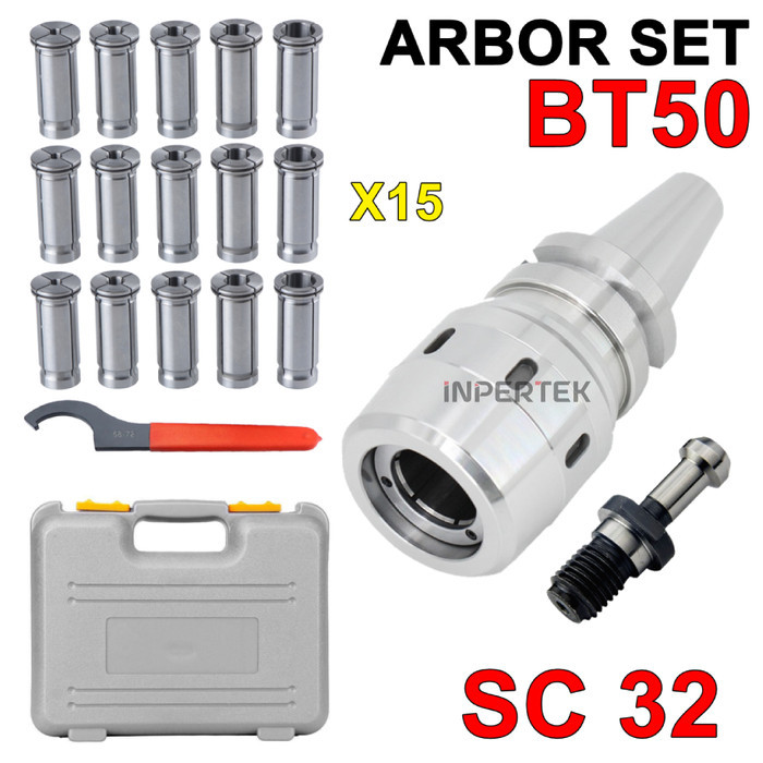 Arbor Set BT50 SC32 Straight Collet Chuck 15 Pcs C 32 Milling CNC