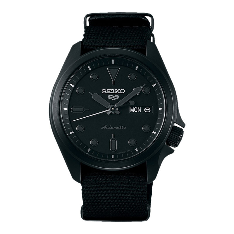 Jam Tangan Pria Seiko 5 Sports SRPE69K1 SKX Street Style Black Dial Black Nylon Strap