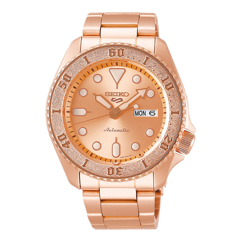 Jam Tangan Pria Seiko 5 Sports SRPE72K1 Street Style Rose Gold Dial Rose Gold Stainless Steel Strap