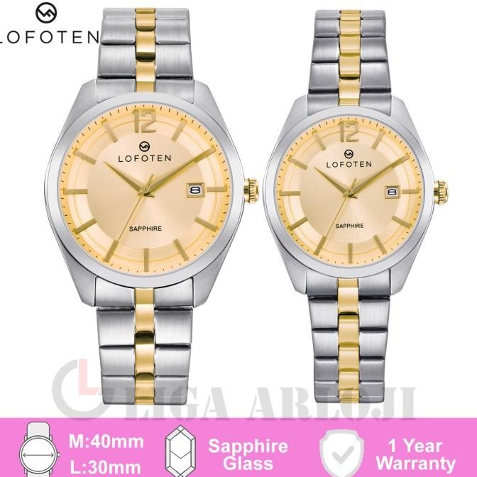 Sale Lofoten Jam Tangan Couple Pasangan Sapphire Analog 8106 Kombinasi Gold