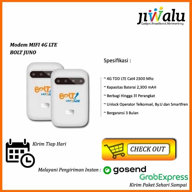 BEBAS ONGKIR - Modem Wifi 4G Bolt Juno Unlock Telkomsel Smartfren By.u 2300Mhz