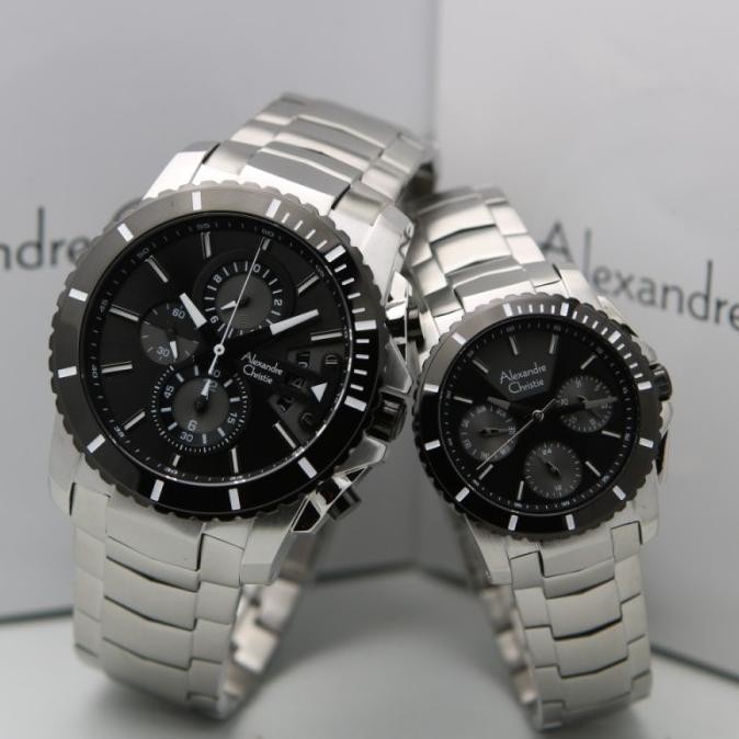 Promo Jam Tangan Couple Ac Alexandre Christie 6455 Original - Silver Black