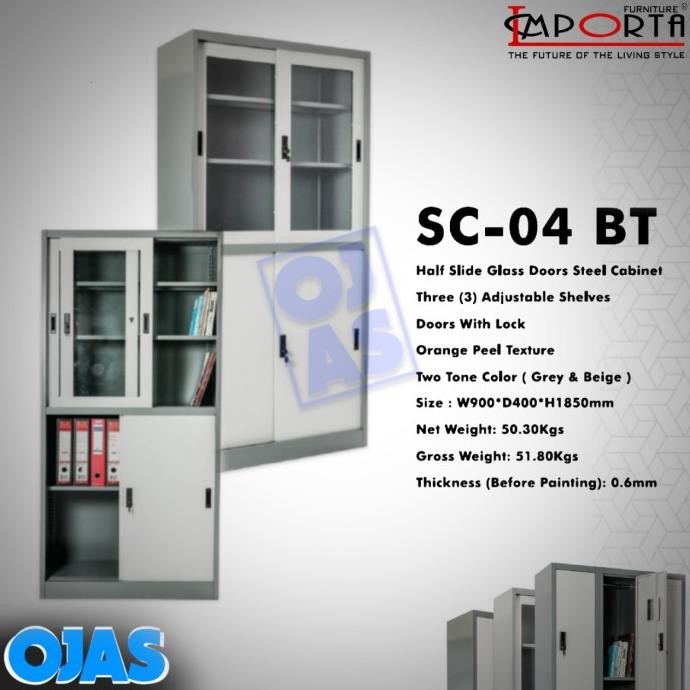 

Lemari arsip plat besi pintu sliding atas kaca bawah plat IMPORTA 04