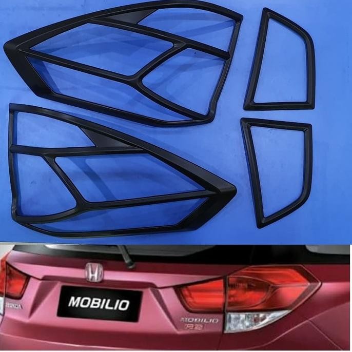 Garnish lampu hitam doff lampu belakang mobilio 2014-2019