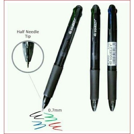 

1 Pack / 12 Pc Pena Pulpen Bolpen Squeezy 4 Warna Bp - Sq 104C