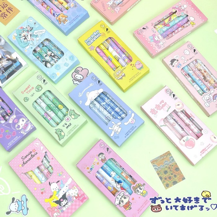 

Pulpen Gel 0,5 Mm Isi 6 Pcs Motif Genshin Impact, Sanrio Dan Anime