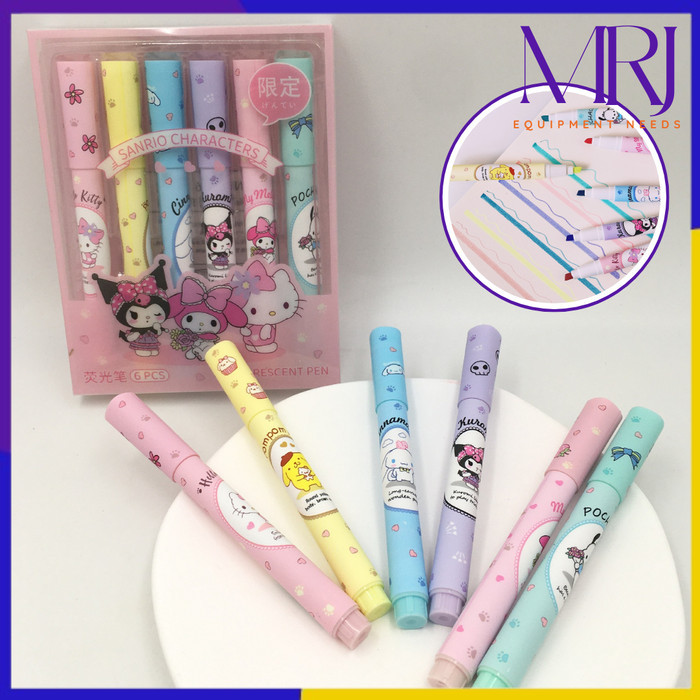 

Mrj Set Highlighter Warna Warni Karakter Kartun Isi 6 Pcs Spidol Pen Marker Stationery