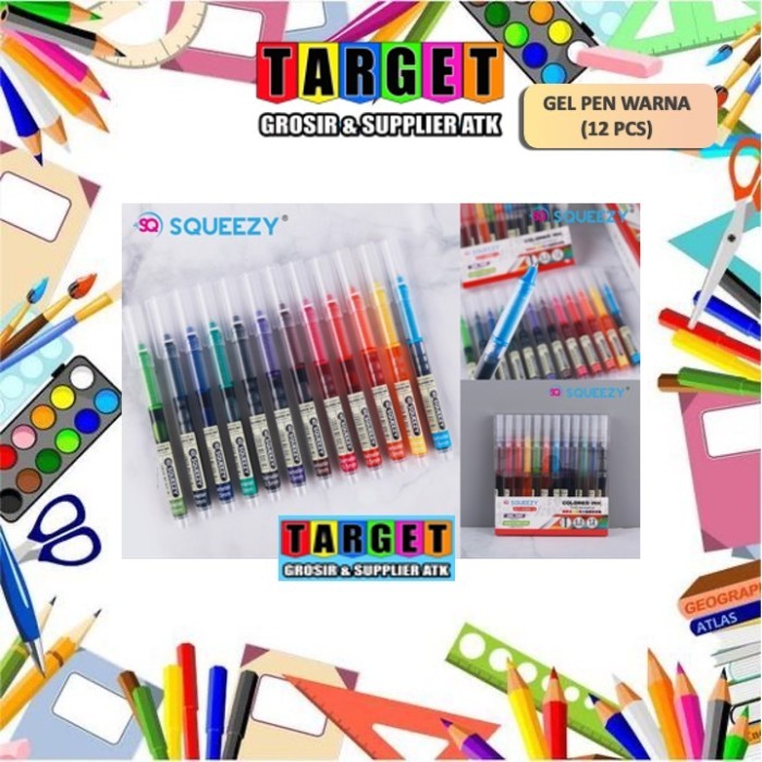 

Pulpen Gel Warna / 12 Warna Pack (12Pcs) / Bolpen Gel Murah / Ballpen Warna / Gel Pen