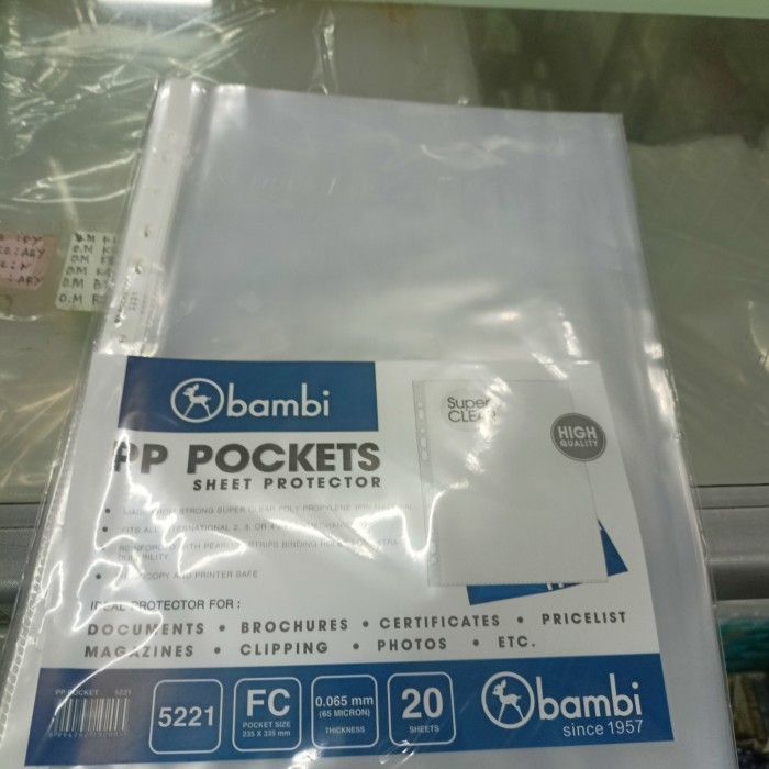 

Pp Pockets Bambi F4 Per Sheets