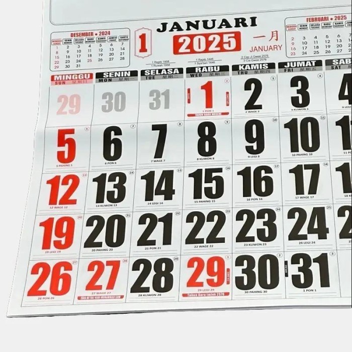 

Kalender Besar / Kalendar Dinding Jumbo (50 Cm X 64 Cm) Tahun 2025