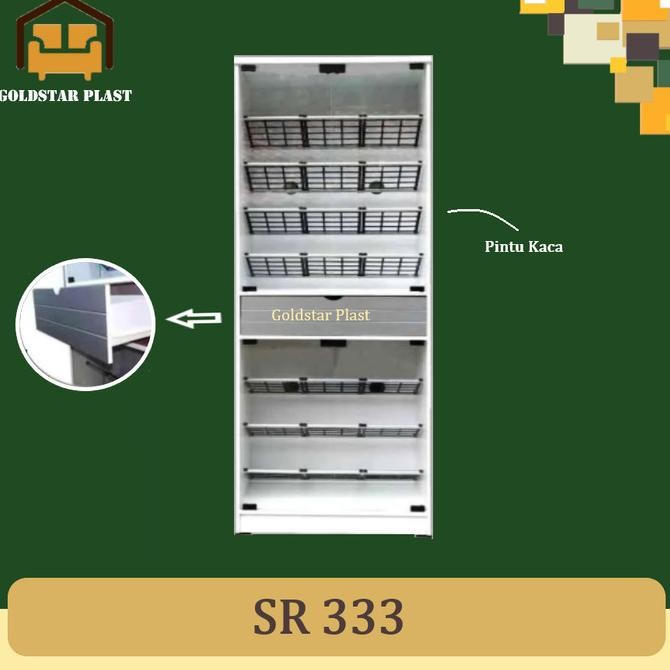 Lemari Sepatu/ Lemari Jumbo 2 Tingkat Kaca| Rak Sepatu 2 Pintu Kaca