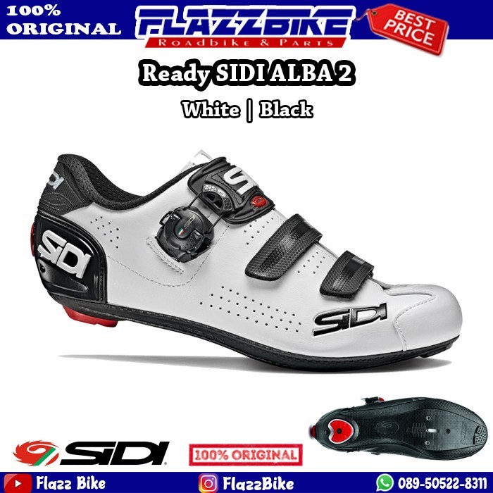 SIDI Alba 2 White Black - Sepatu Cleat Roadbike Shoes Putih Hitam