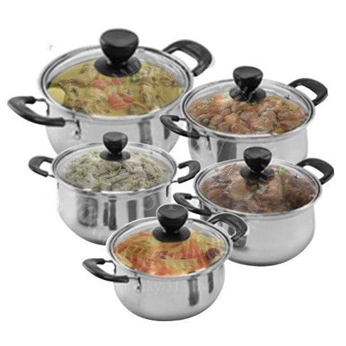 Panci Set 5 Susun Tutup Kaca / Panci 5 Set Stainless Steel & Kaca Merdekacici