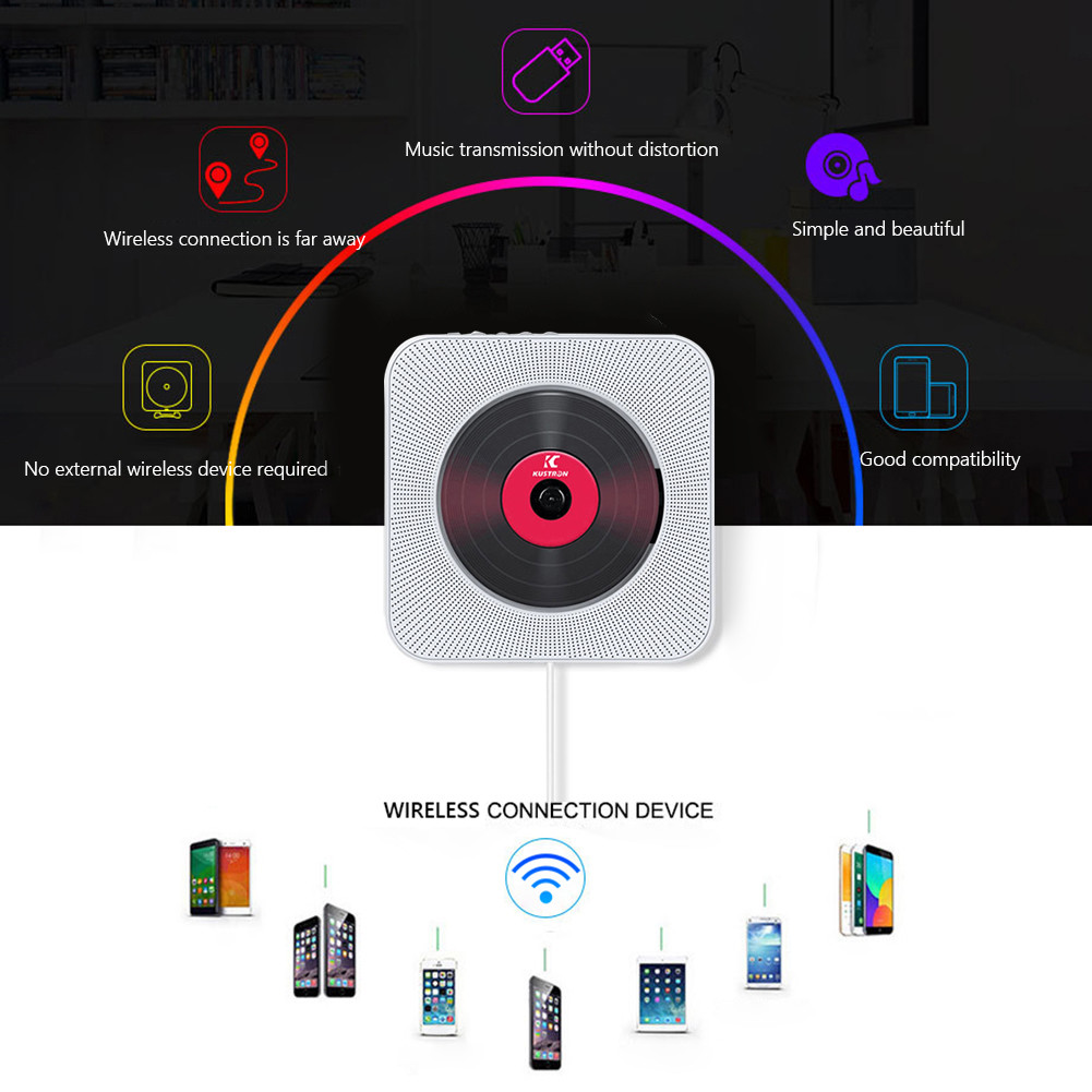 Portable Bluetooth CD / VCD /Audio CD Player Blankpink , Wall-Mounted DVDs Player