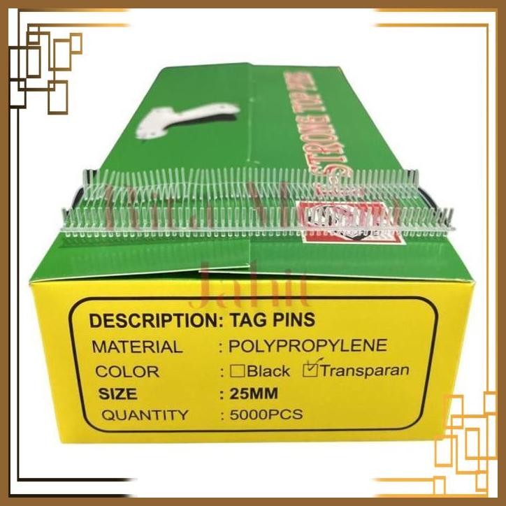 

[RMJ] 1 KOTAK ISI TAGPIN UKURAN 25MM 5000PCS PUTIH TRANSPARAN