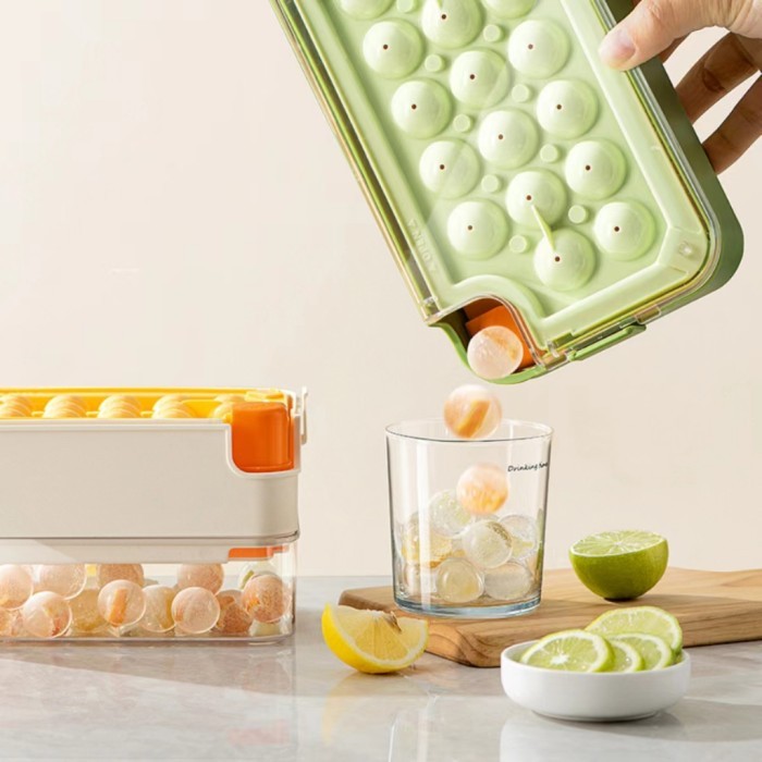 TERLARIS 99KHOME CETAKAN ES BATU BULAT CETAKAN ES BATU TEKAN PENCET DENGAN WADAH SEKOP ES BATU LUCU