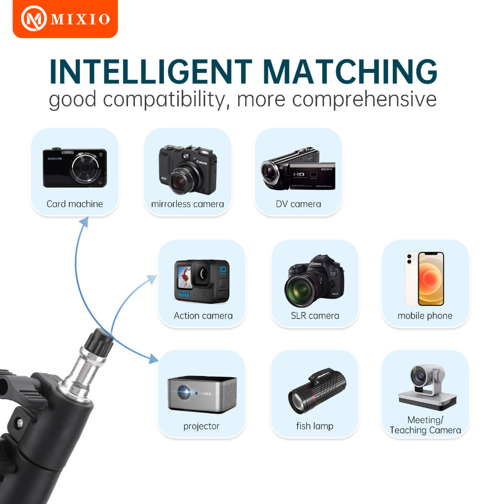 NEW DEALS MIXIO Set Tripod 2M Remote Bluetooth + Bag Panoramic Rotation