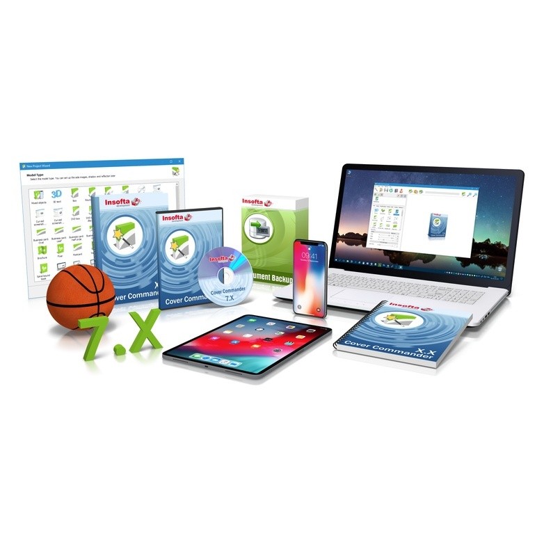 Software Design 3D Cover Box MockUp - Insofta Comander 7.3
