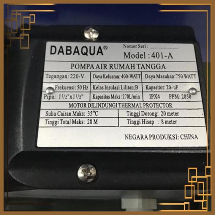 [SMM] DABAQUA 401 PIPA 15 INCH POMPA AIR SENTRIFUGAL IRIGASI KEONG
