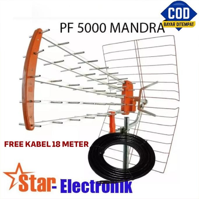 ANTENA LUAR UHF VHF PF 5000 GOCENG MANDRA + KABEL ANTENA 18 M HARGA KHUSUS
