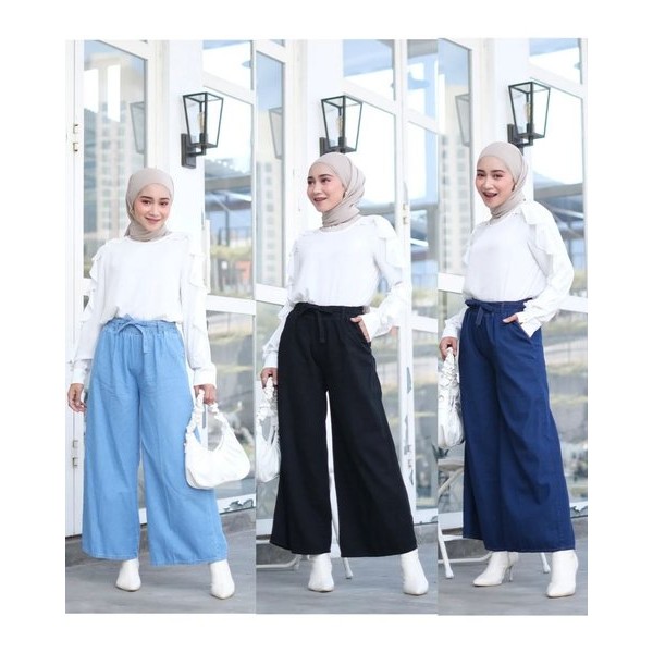 Celana Kulot Jeans Wanita Model Terbaru Premium - Celana Panjang OOTD Wanita Kekinian Celana Muslim