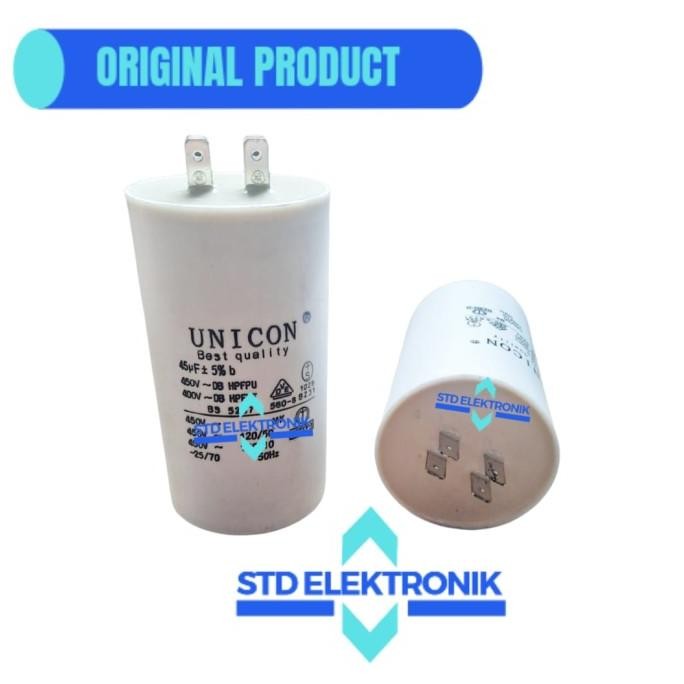 CAPASITOR POMPA AIR 45 UF UNICON SOKET - KAPASITOR MESIN AIR 45UF TERBAIK
